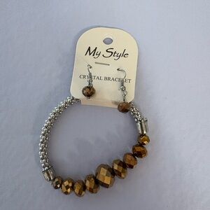 My Style Stretch Beaded Crystal Bracelet and Earrings